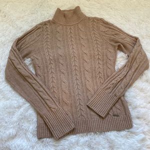 Abercrombie & Fitch women’s soft cable knit mock neck sweater in XS camel color